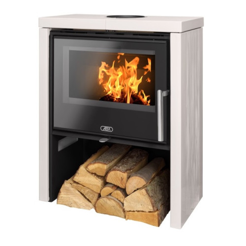 Krbová kamna ABX Toledo exklusive, kachle bílý satén